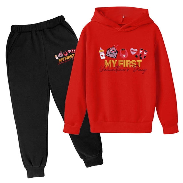 Fshinging Boy Gift Clothes Valentine'S Day Plus Size Pullover Tops And Sweatpants 2 Piece Set Garçon Ensemble Size 2-3 Years