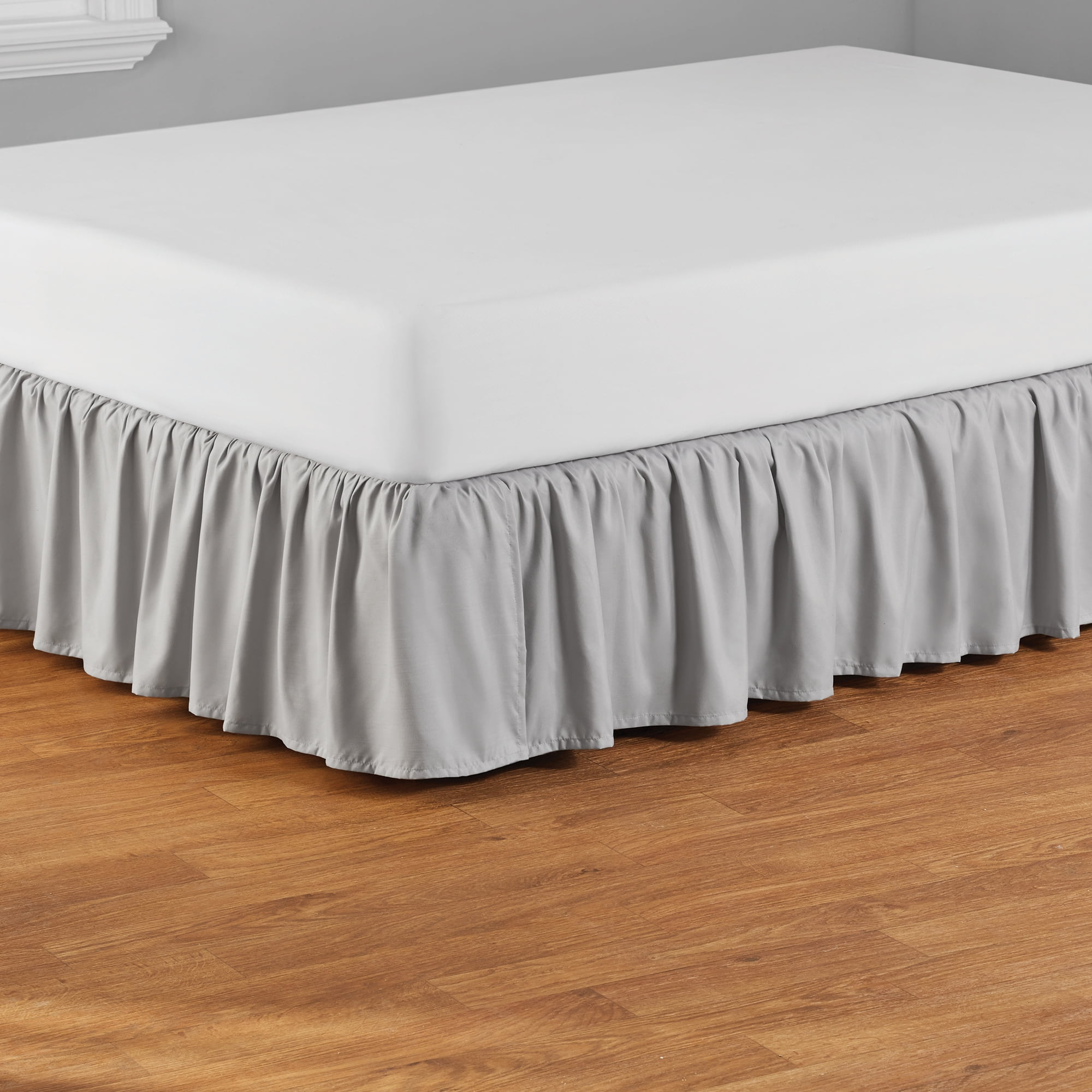 Your Zone Ruffled Microfiber Bed Skirt, Grey, Full/Queen - Walmart.com