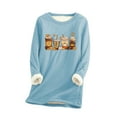 thumbnail image 2 of Hauts de Sortie pour Femmes Col Rond Poche Épaissie Peluche Chaude Manches Longues Hauts Chemises d'Automne en Liquidation, 2 of 4