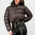 thumbnail image 2 of ZQUUVOU Women's Cropped Puffer Jacket Zip Up Winter Short Quilted Jackets Bubble Coat Stand Collar Trendy Outerwear Burgundy, 2 of 7