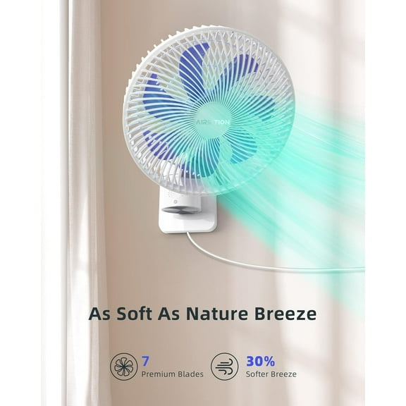 8" Small Wall Mount Fan with Remote Control, 90° Oscillating, 4 Speeds, Timer, 120° Tilt, High , 70Inch Cord for RV Bedroom Home Office Garage