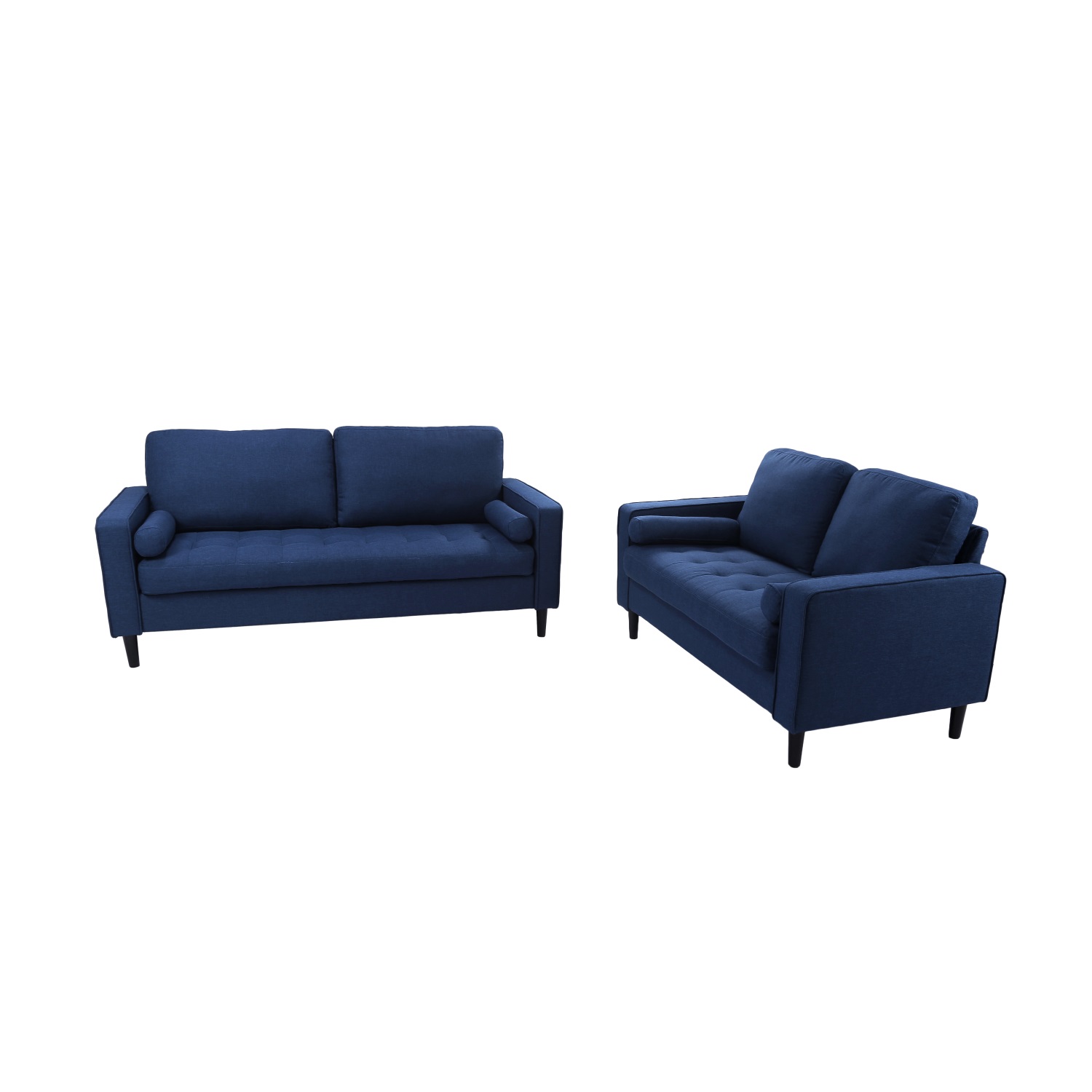 Kadyn 2pcs fabric Sofa Set, Modern fabric Sofa Bed, Upholstered Sofa Bed Couch for Bedroom, Navy Blue