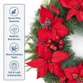 thumbnail image 3 of Christmas Wreath 20 Inch Artificial Red Poinsettia Pine Cone Berry Wreath for Front Door Holiday Decor, 3 of 9