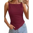 thumbnail image 2 of Asymmetrical Tops for Women Sleeveless Twist Straps Slim Fit Y2K Ruched Tank Shirts Going Out Top Deep Red L, 2 of 8