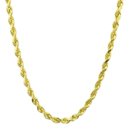14k Yellow Gold Pendant Chain - 14k Yellow Gold 5mm Hollow Rope Chain Pendant Necklace Unisex, 22