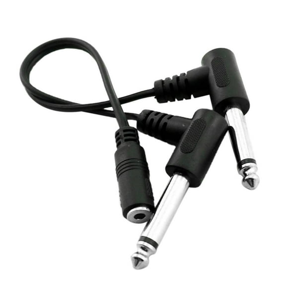 3.5mm Female 1/8'' TRS Stereo to 2 Dual 1/4'' 6.35mm TS Splitter ,6.35 to 3.5 mm Adapter Cable (20CM)