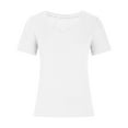 thumbnail image 3 of Jalioing Womens Short Sleeve V Neck Tops Solid Color Ribbed Knit Casual Tee Summer Fashion Slim Basic Shirts, 3 of 5