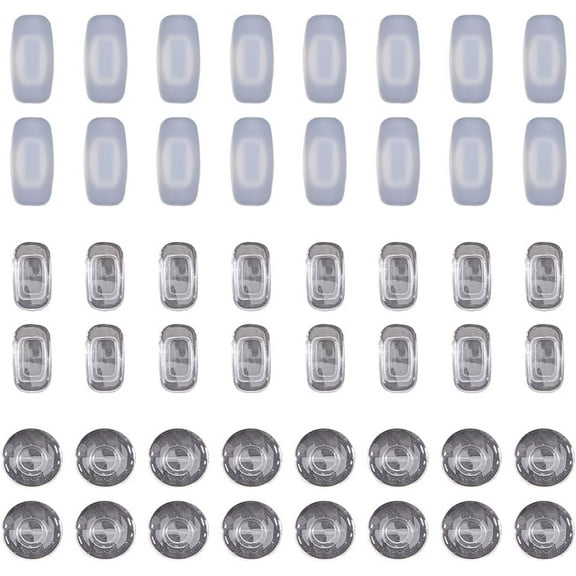 24 Pairs 3 Styles Silicone Eyeglass Nose Pads Push in Nose Pad Upgraded Soft Silicone Air Chamber Eyeglass Nose Pads Oval Round Non-Slip Sports Vision Optical Replacement Pad Cushions Set Clear DIY