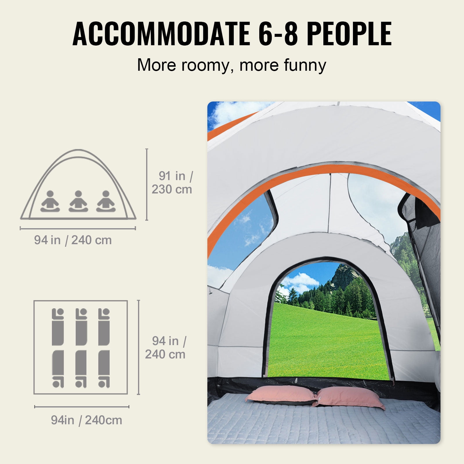 VEVOR SUV Camping Tent 8-8 Ft Waterproof Pickup SUV Tent with Rainfly Carry Bag Car Canopy Shelter for Camping Outdoor Travel