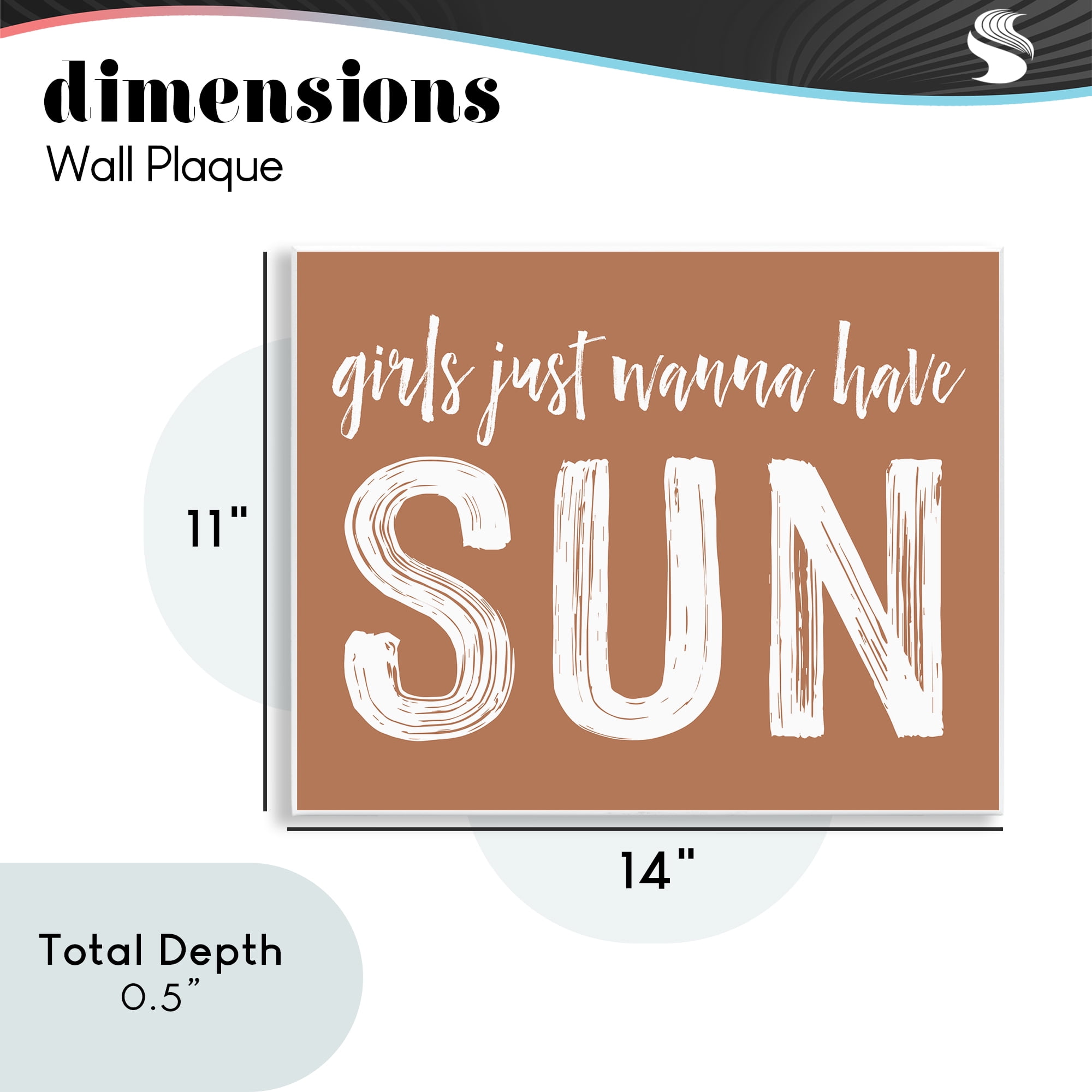 Girls Wanna Have Sun Brown Wall Plaque Art, design by Lettered and Lined