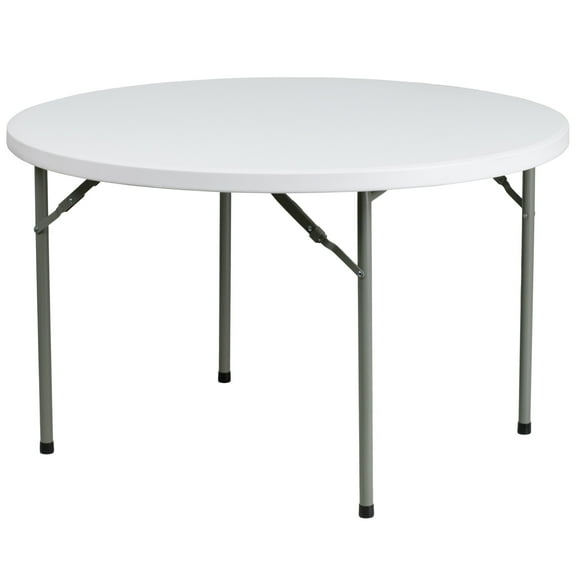 Flash Furniture 4' Round Folding Plastic Folding Banquet and Event Table, Granite White