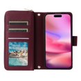 thumbnail image 2 of For iPhone 17 Case 9 Card Slots Zipper Pocket PU Leather Cover with Wrist Strap - Dark Purple, 2 of 5