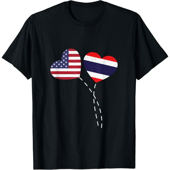 men and women can wear,Loving USA Thailand Flag Heart Thai Americans Love T-Shirt