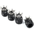 thumbnail image 3 of Valve Stem Caps, 4 Pack Handmade Crystal Rhinestone Universal Car Tire Valve Caps Chrome,Attractive Dustproof Bling Car Accessories, Black, 3 of 5