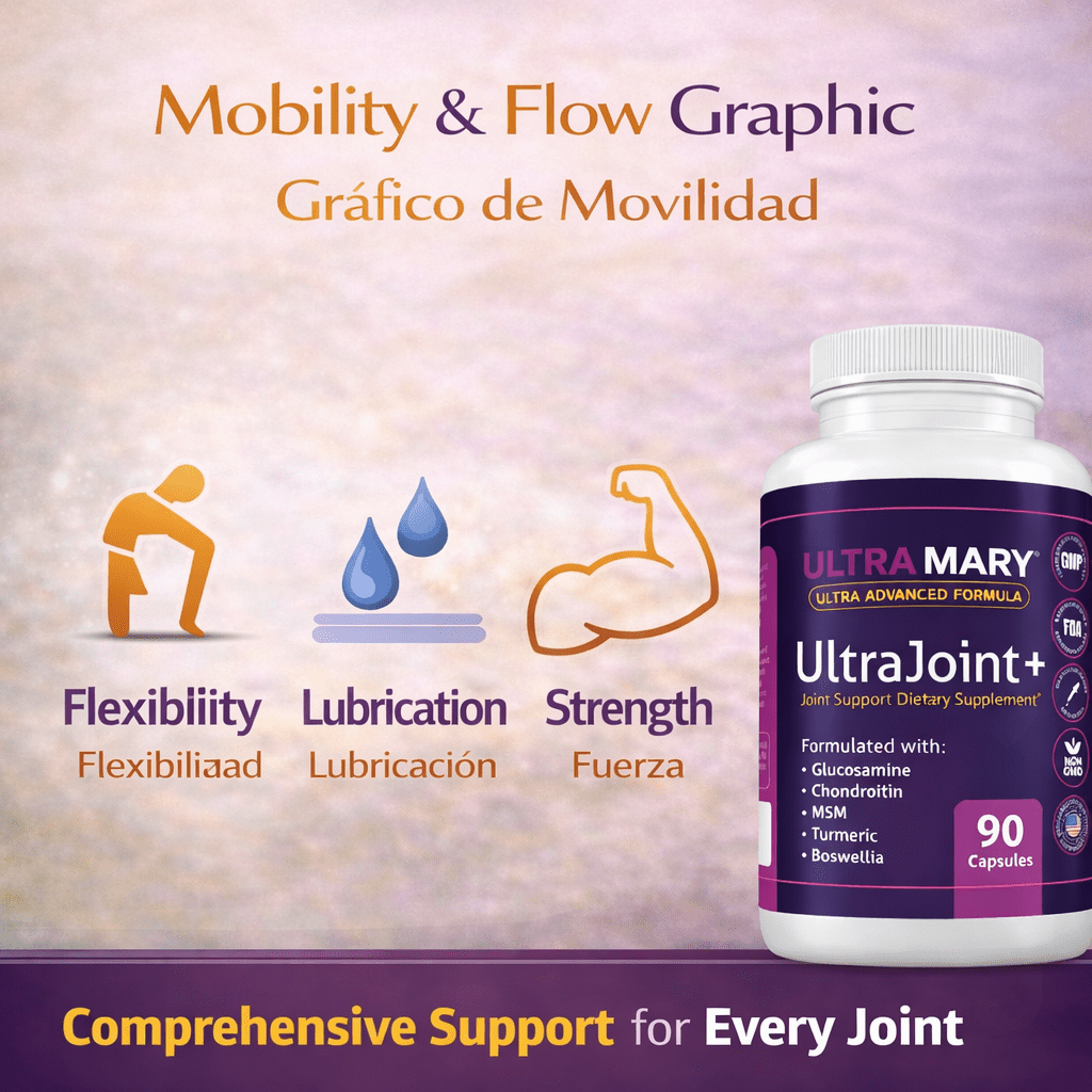 Ultra Mary Advanced Joint Formula, 90 Caps-1500mg Per Serving(ARTICULACIONES) - Glucosamine, Chondroitin, MSM,Indian Frankincense,Turmeric & Bromelain Complex - Support for Cartilage, Mobility & Flex