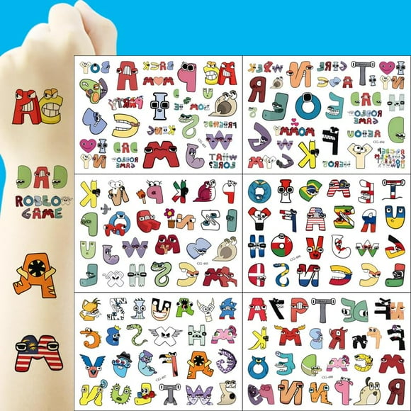 6Pcsï¼ˆAbout 90 tattoosï¼‰Letter Legend Tattoo Stick Temporary Tattoos Kids Tattoos Waterproof Tattoo Sticker Fake Tattoos Cartoon Tattoo Toy For Kids Children Boys Girls Teens Birthday Party F