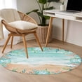thumbnail image 5 of Summer Starfish Coral Round Living Room Rugs 3.3 ft, Watercolor Seaweed Ocean Beach Washable Area Rug with Non-Slip Sturdy Edge Binding Round Front Door Mat Floor Carpet for Entryway, 5 of 9
