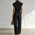 thumbnail image 6 of Womens V Neck Casual Dressy Jumpsuits Smocked Zip Up Sleeveless Wide Leg Jumpsuit Summer Teacher Work Outfit Black XL(XL), 6 of 7