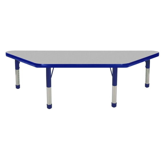 ECR4Kids 24in x 48in Trapezoid Premium Thermo-Fused Adjustable Activity Table Grey/Blue/Blue - Chunky Leg
