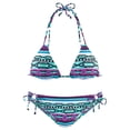 thumbnail image 3 of Women's Bikini Set Bohemian Print Triangle String Bikini Two Piece Swimsuit for Beach Vacation Summer Party,Blue,L, 3 of 6