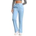 thumbnail image 2 of Lumtrix Womens Straight Leg Baggy Sweatpants | High Waisted Loose Fit Track Pants with Pockets, Soft Comfy, Casual Lounge & Travel Fall Winter Slacks Sky Blue 3XL, 2 of 7