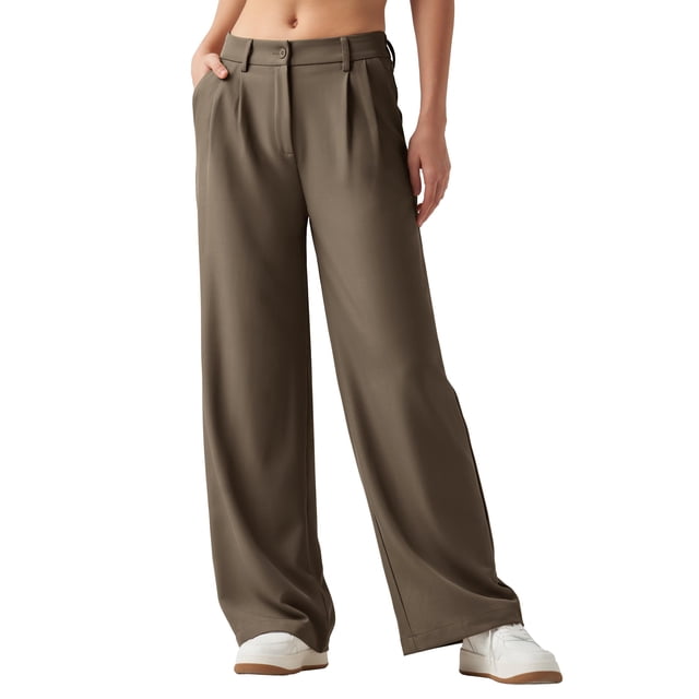 Pantalones de trabajo Willit de pierna ancha y cintura alta para mujer, color marrón rojizo, XXL