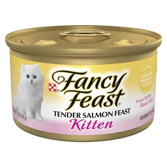 Purina Fancy Feast Kitten Food Wet Cat Food Salmon & Milk 3 oz Can (Pack of 9)