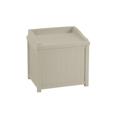 Suncast 22 Gallon Light Taupe Resin Small Storage Seat Deck Box SS1000