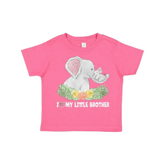 Inktastic I Love My Little Brother Elephant Family with Flowers Boys or Girls Toddler T-Shirt