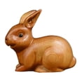 thumbnail image 2 of Rabbit Decor Wood Craft Rabbit Ornament for Desktop Decor Chocolate Wood, 2 of 5