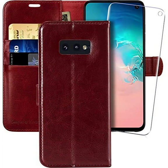 MONASAY Wallet Case Compatible for Galaxy s10e, 5.8 inch, [Screen Protector Included][RFID Blocking] Flip Folio Leather Cell Phone Cover with Credit Card Holder