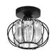 thumbnail image 1 of Pantalla de lámpara de techo con forma de farol negro, para pasillo, sala de estar, 1 of 10