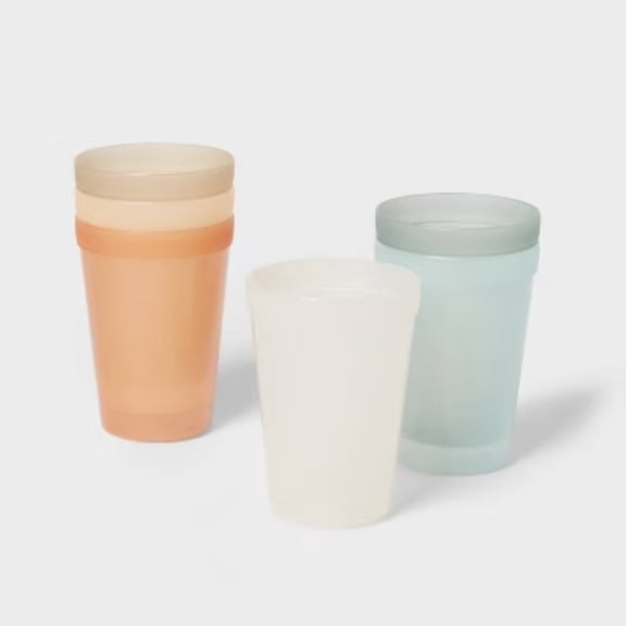 Kids' 15 fl oz Plastic Tall Tumbler -Microwave & Dishwasher Safe, Set of 6, Multicolored