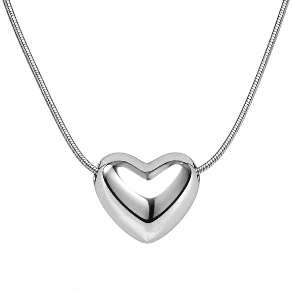 Zen Natural- Women’s Heart Pendant Necklace Silver Tone Delicate Love Charm Adjustable Chain Jewelry Gift