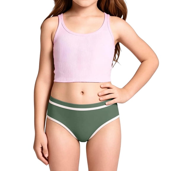 Dakiuu Girls Swim Bikini Bottoms Color Block Quick-Dry Rash Guard Swimsuit Girls' Low Rise Swimming Brief Suit for Beach Pool