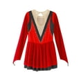 thumbnail image 6 of Xnihocha Girl's Ballet Lyrical Modern Dance Dress Sparkly Rhinestone Long Sleeve Figure Skating Dress Red 10, 6 of 7