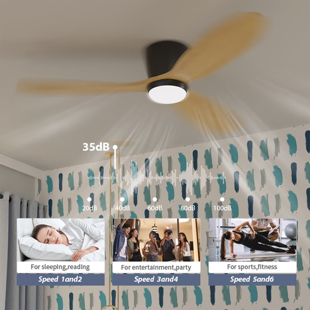 Wozzio Flush Mount 52 inch Ceiling Fan with Light for Indoor/Outdoor