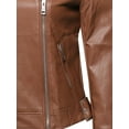 thumbnail image 4 of FashionOutfit Women's Casual Detached Hood Zipper Closure Notched Collar Leather Jacket, 4 of 5