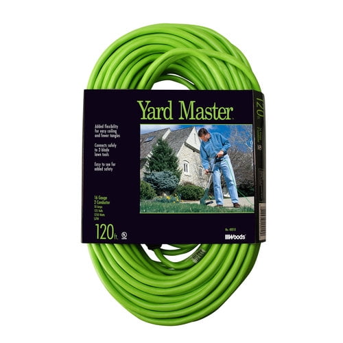 Yard Master Outdoor Garden Extension Cord, Lime, Green, 120-Foot by Woods