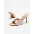 thumbnail image 4 of On feet & in love Women's Satin Pointed Toe Stiletto Mules - Ruched Slip-On Dress Heels with Gold-Tone Hardware, 4 of 8