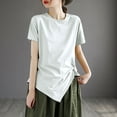thumbnail image 5 of Tittly T Shirts for Women Spring Tops for Women Women's Sense Of Design T Shirts Short Sleeve Solid Tops Casual Summer Tees Tshirts Shirts Basic Tees White L, 5 of 6