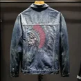 thumbnail image 2 of Chaqueta vaquera vintage con agujeros y rotos para hombre, abrigo vaquero holgado con botones y marca de moda de tela con estética Joker para hombre, 2 of 5