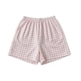 thumbnail image 2 of Women's Plaid Straight Leg High Waist Pocket Shorts, Polyester Loose Casual Short Trousers, Summer Daily Bottoms for Travel Shopping Home | TruHer,Pink Free Size, 2 of 5