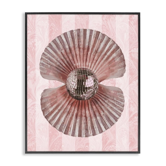 Stupell Industries Disco Pearl in Clam Shell Animals Painting Black Framed Art Print Wall Art, 11 x 14