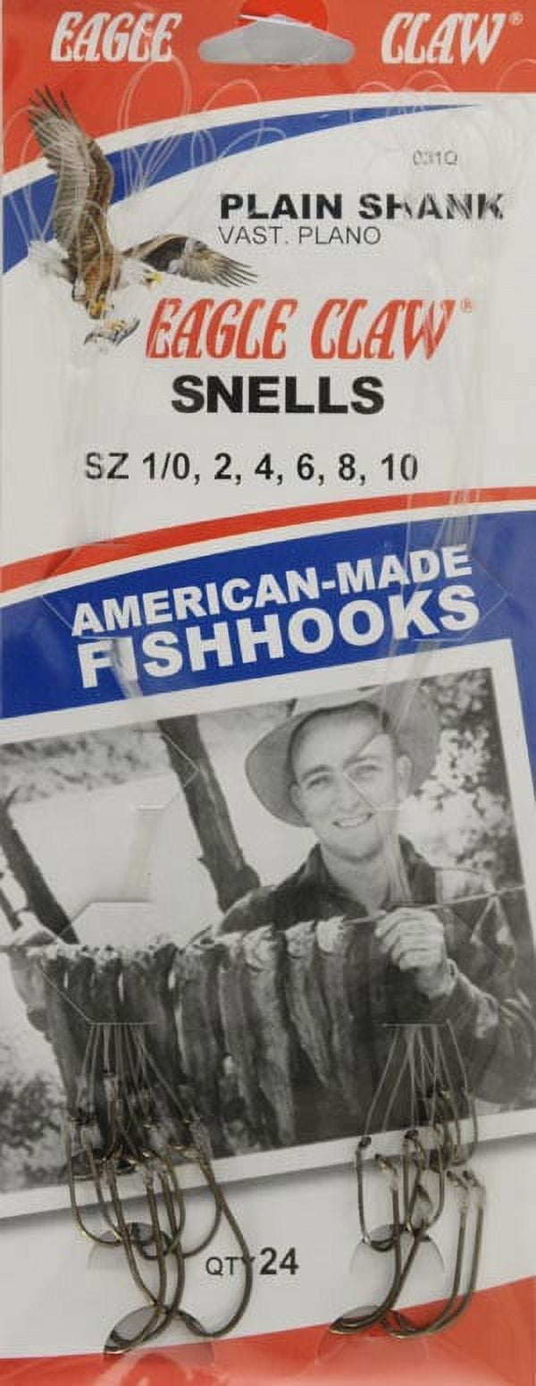 Eagle Claw 031QH Snelled Plain Shank Hook Assortment, Bronze, 24 Piece