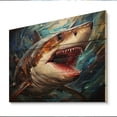 thumbnail image 2 of Designart "Geometric Glare Blue Shark Predators II" Animals Print on Natural Pine Wood, 2 of 5