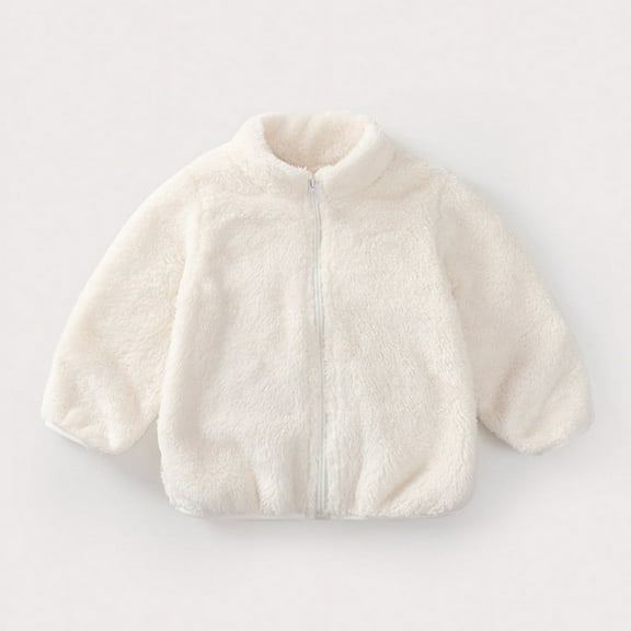 Baby Fleece Coat, Infant Toddler Girls Boys Cute Zipper Fuzzy Thick Hooded Jacket Warm Outwear Toddler Baby Grils Fleece Outwear Boys Zipper Solid-color Thick Kids Warm Coat