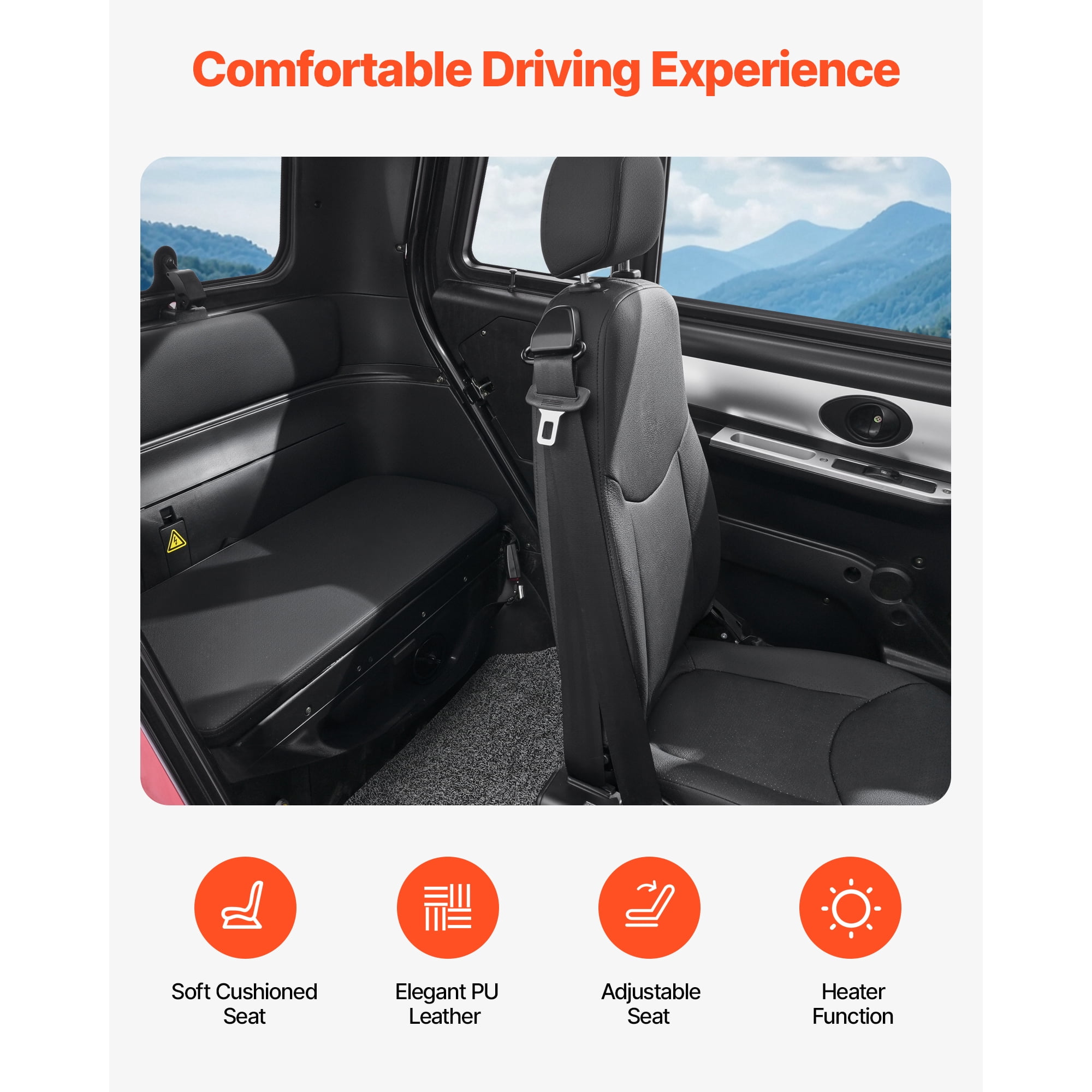 KFFKFF 4-Wheel Enclosed Electric Mobility Scooter for Adults and Seniors, 660 lbs Capacity, 3-Seater Recreational Vehicle with 45-Mile Range, Remote Unlock, and All-Terrain Design for Travel