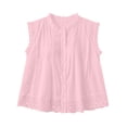 thumbnail image 5 of BODOAO Women’s Sleeveless Eyelet Lace Blouse Scalloped Mock Neck Loose Fit Tank Top with Ruffle Trim and Embroidered Hem Casual Summer Shirt for Work Vacation Daily Wear Pink M, 5 of 7