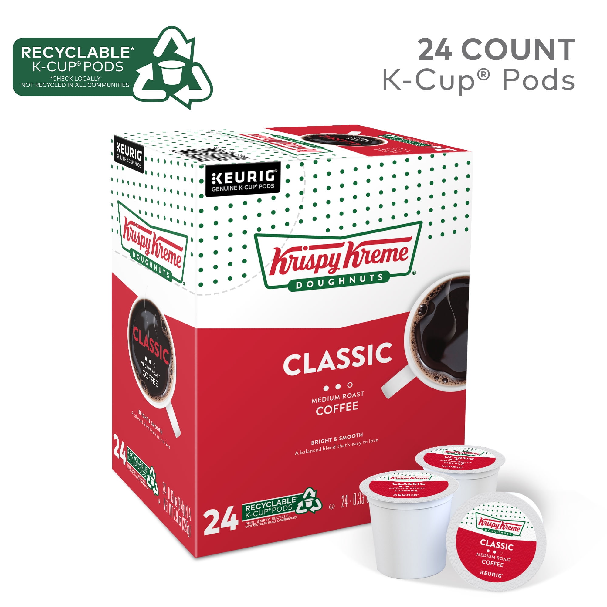 (4 pack) Krispy Kreme Classic Coffee, Medium Roast K-Cup Coffee Pods, 24 Count